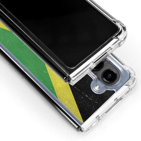 Jamaica Flag Distressed Galaxy Z Fold5 5G Clear Case